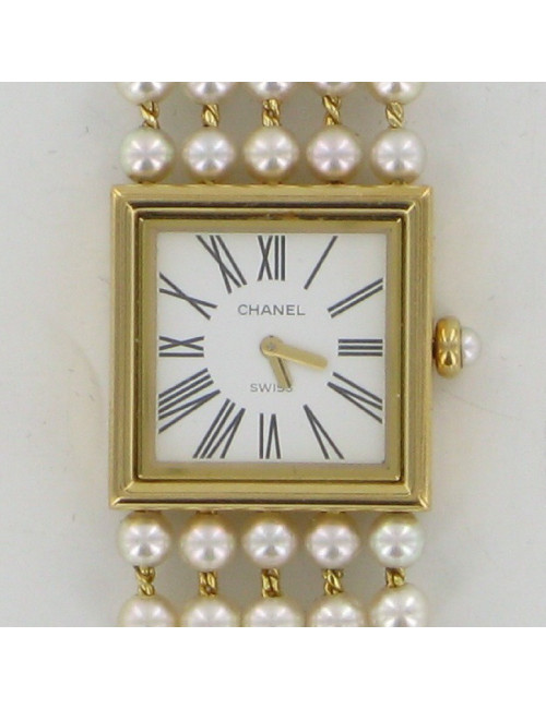 Montre Mademoiselle perles et or jaune CHANEL