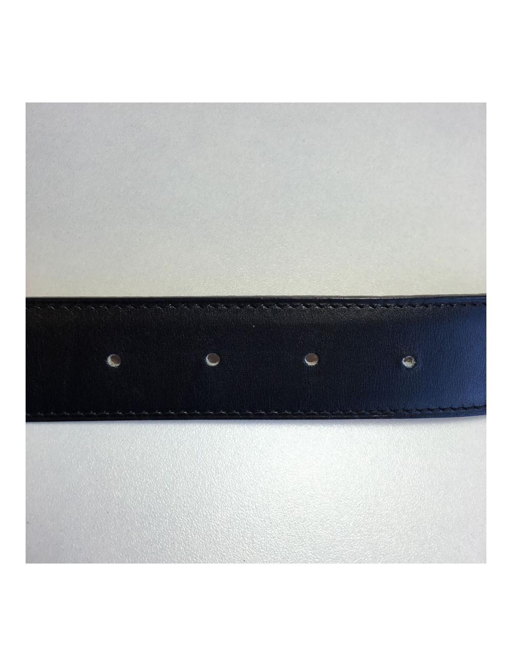 Ceinture HERMES T 85 réversible en cuir box noir et cuir togo gold