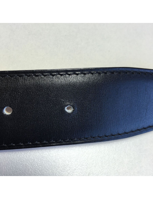 Ceinture HERMES T 85 réversible en cuir box noir et cuir togo gold