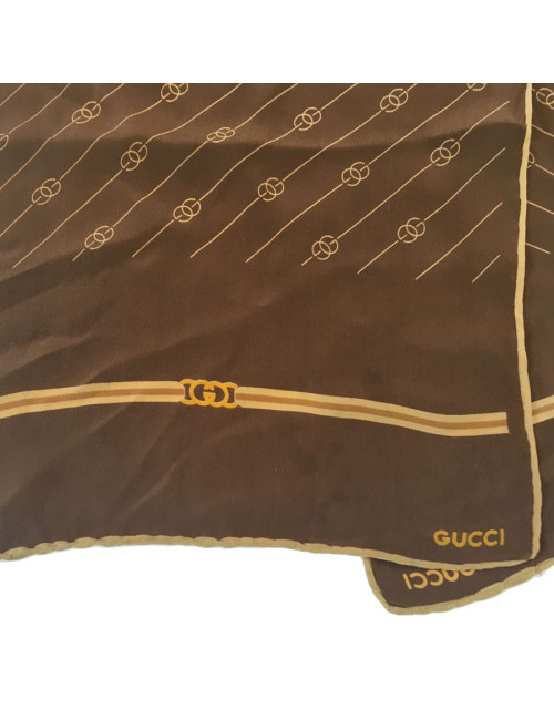 Foulard GUCCI en soie marron