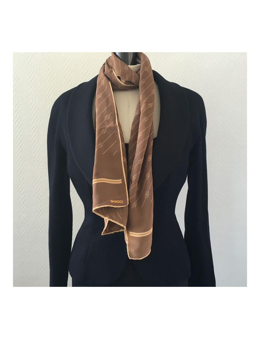 Foulard GUCCI en soie marron