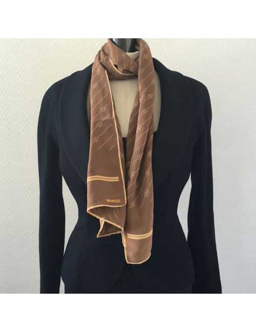 GUCCI Brown silk scarf