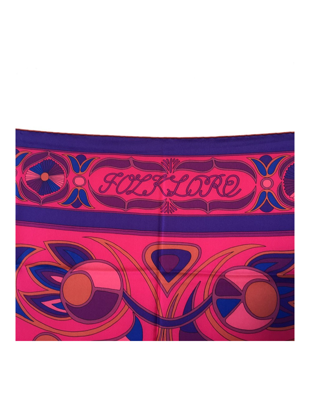 HERMES "Folklore" shawl in mulitcolored silk twill