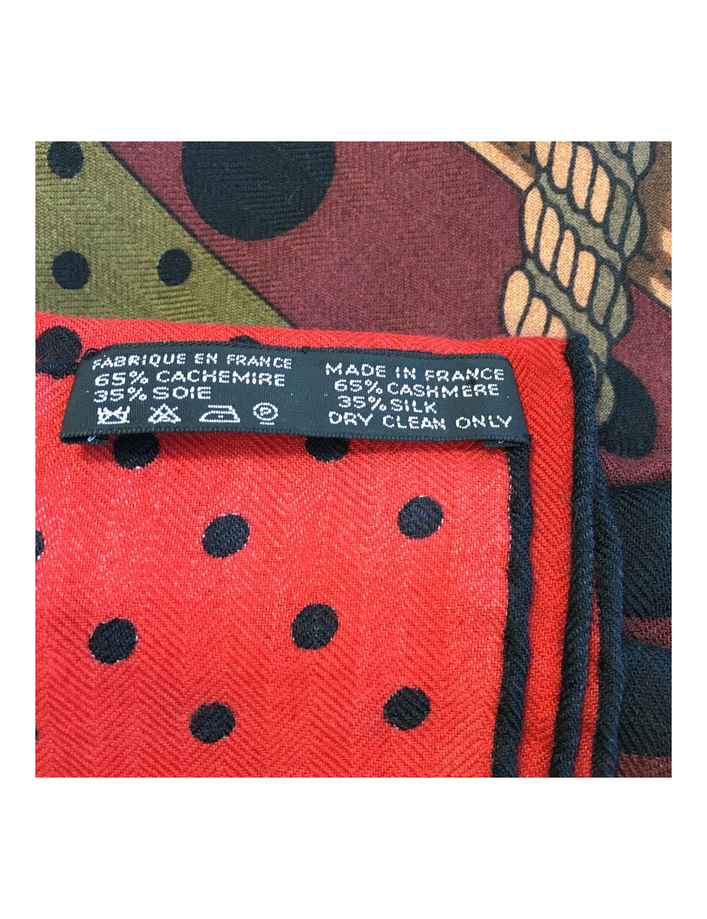 Châle HERMES "Clic Clac à pois" en cachemire et soie