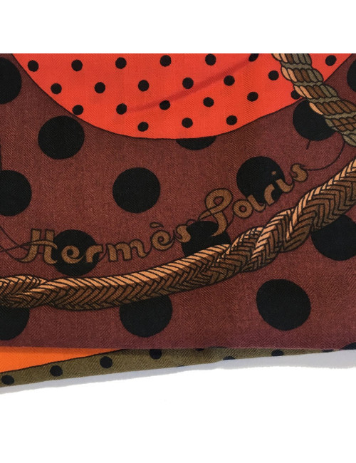 HERMES "Clic Clac à pois" shawl in cashmere and silk