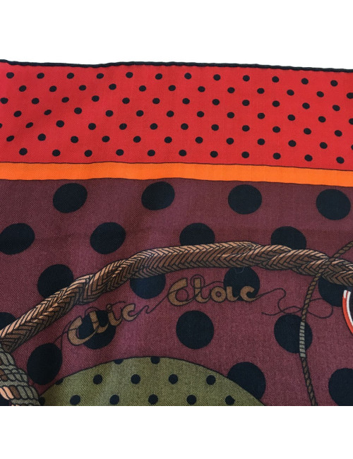 HERMES "Clic Clac à pois" shawl in cashmere and silk