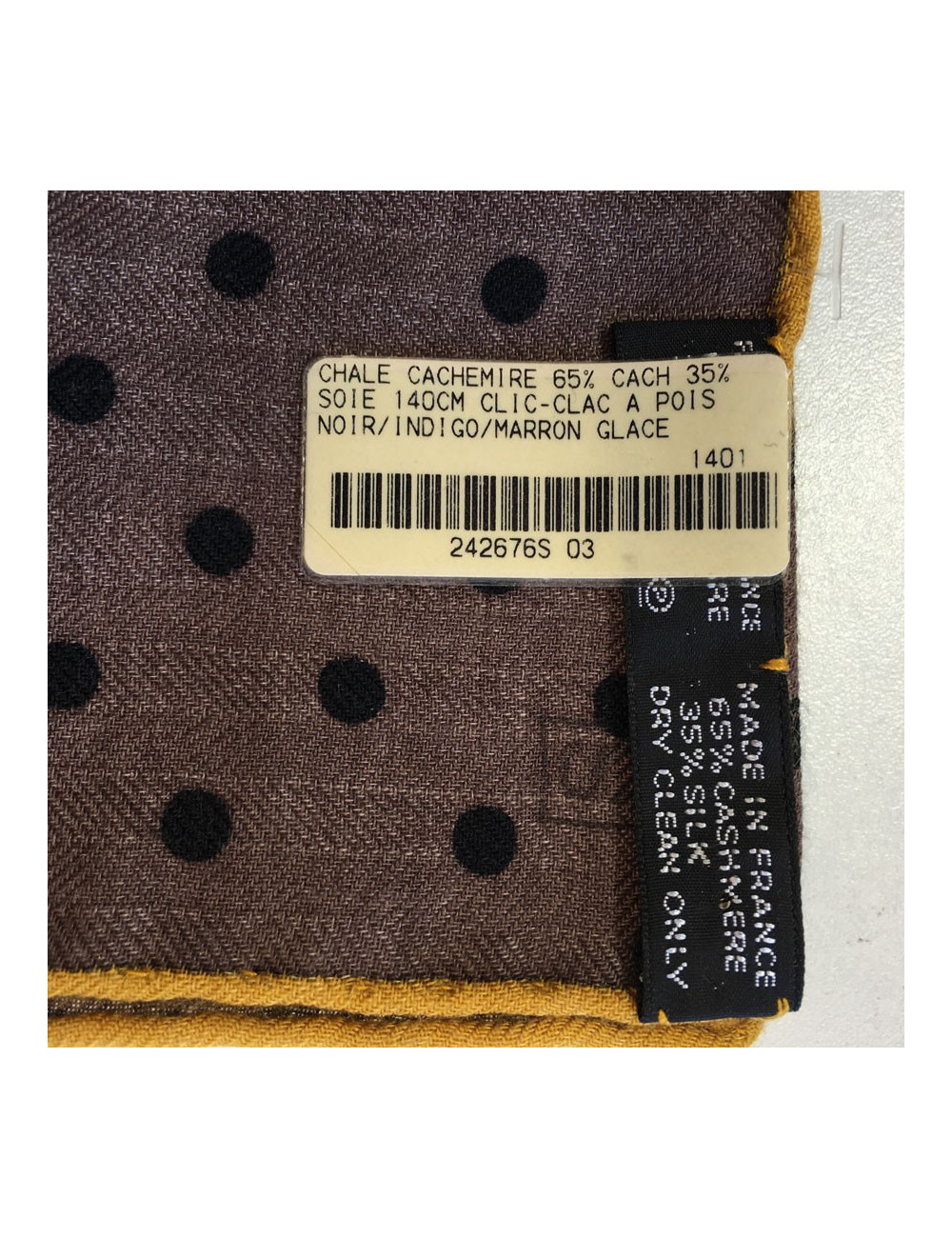 xxx Châle HERMES  "Clic Clac à pois" cachemire et soie