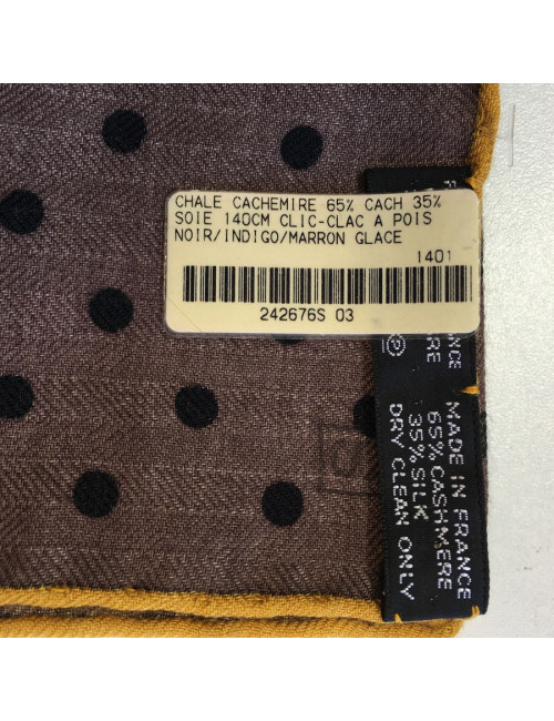 xxx Châle HERMES  "Clic Clac à pois" cachemire et soie