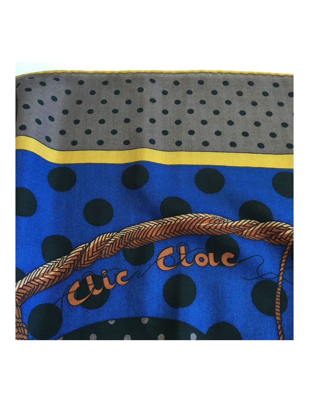 xxx Châle HERMES  "Clic Clac à pois" cachemire et soie