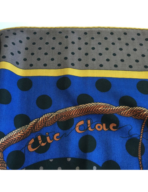xxx Châle HERMES  "Clic Clac à pois" cachemire et soie