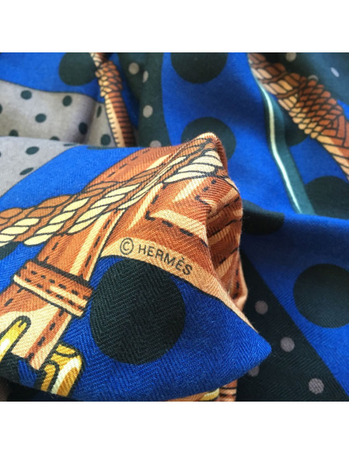 xxx Châle HERMES  "Clic Clac à pois" cachemire et soie