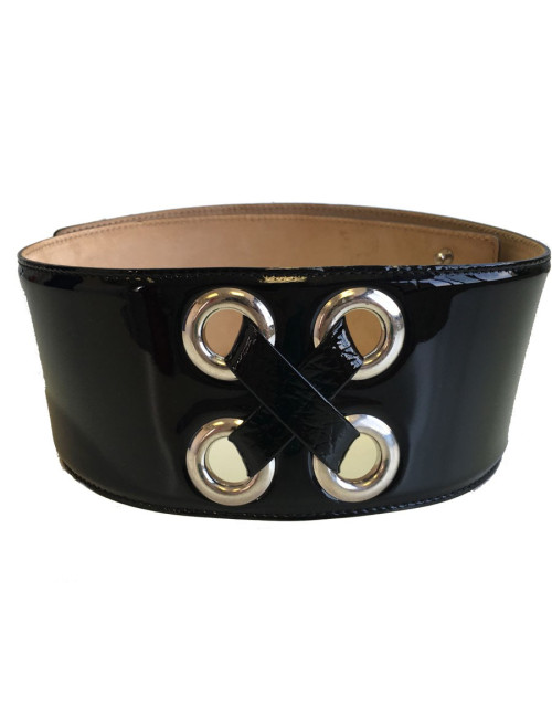 Belt Alexander McQUEEN patent leather black T75