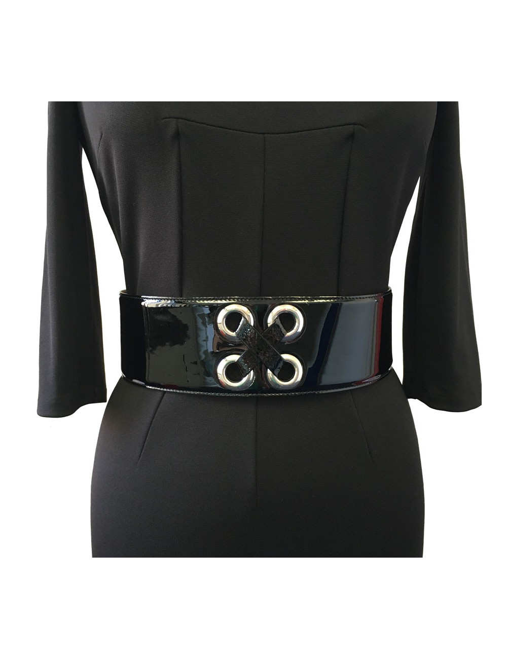 Belt Alexander McQUEEN patent leather black T75