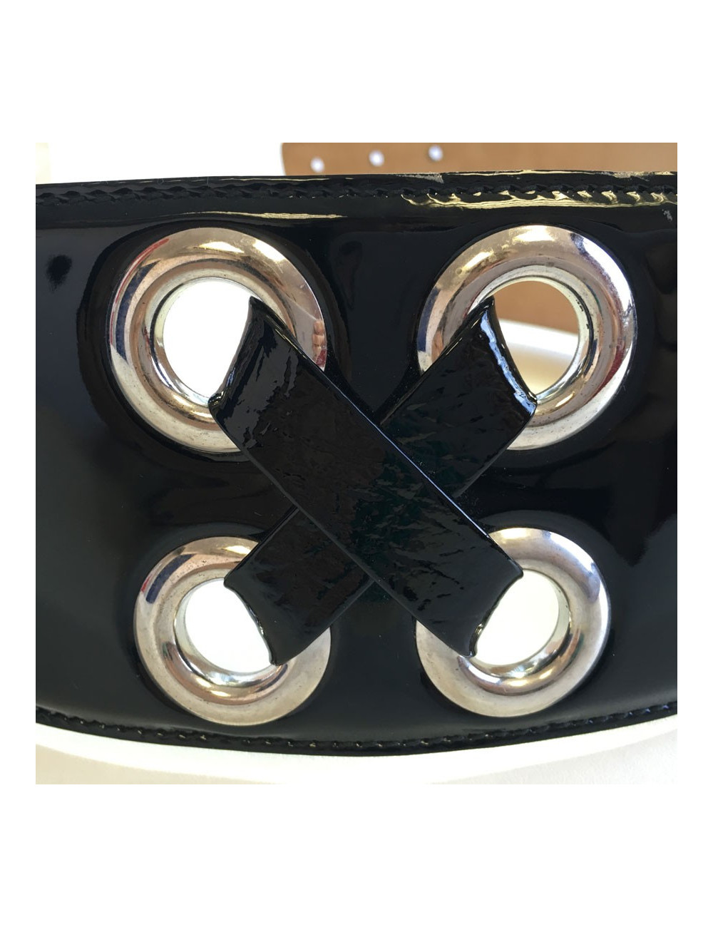Belt Alexander McQUEEN patent leather black T75