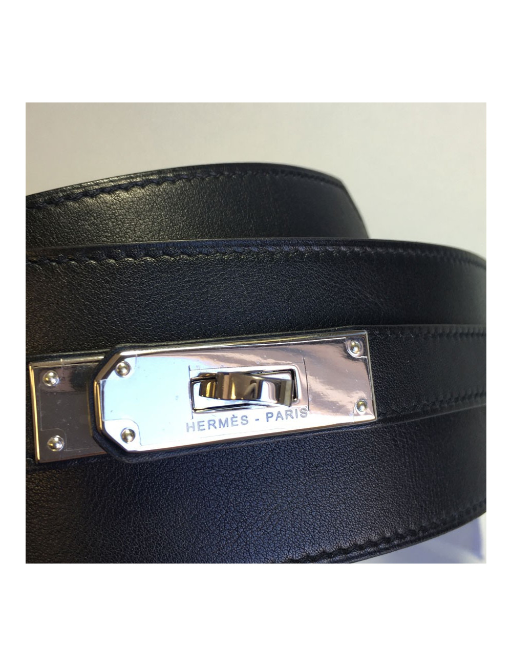Ceinture HERMES Diane en cuir swift noir T 90 