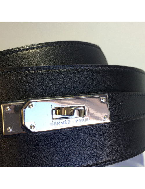 Ceinture HERMES Diane en cuir swift noir T 90 