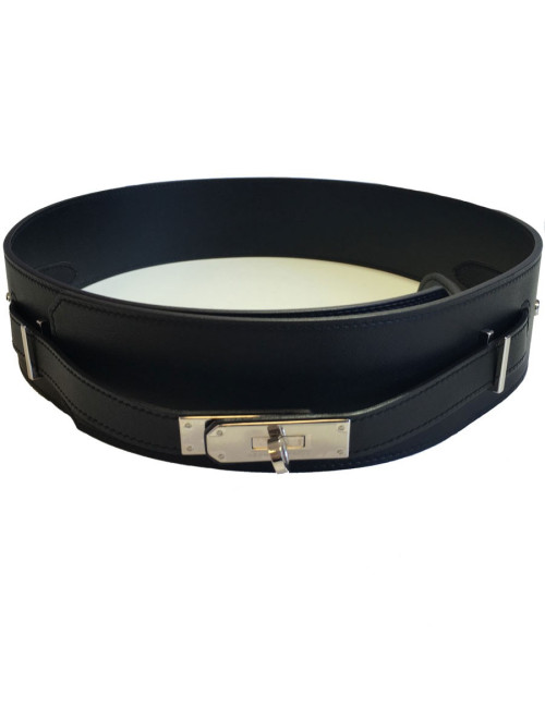 Ceinture HERMES Diane en cuir swift noir T 90 