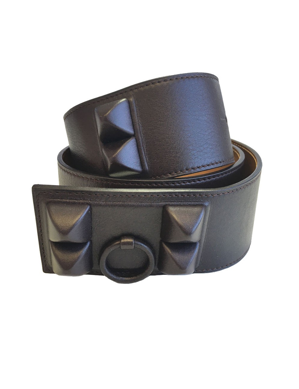 Ceinture HERMES CDC en cuir taurillon cacao t90