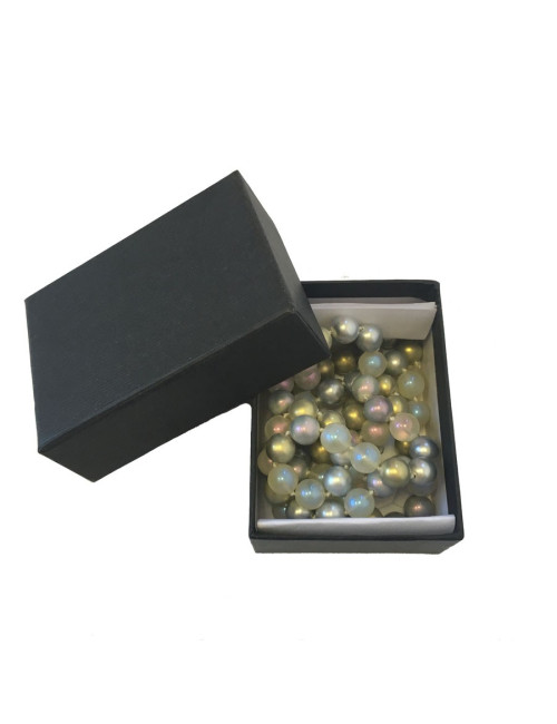 Sautoir CHANEL perles nacrées grises, mauve et beige