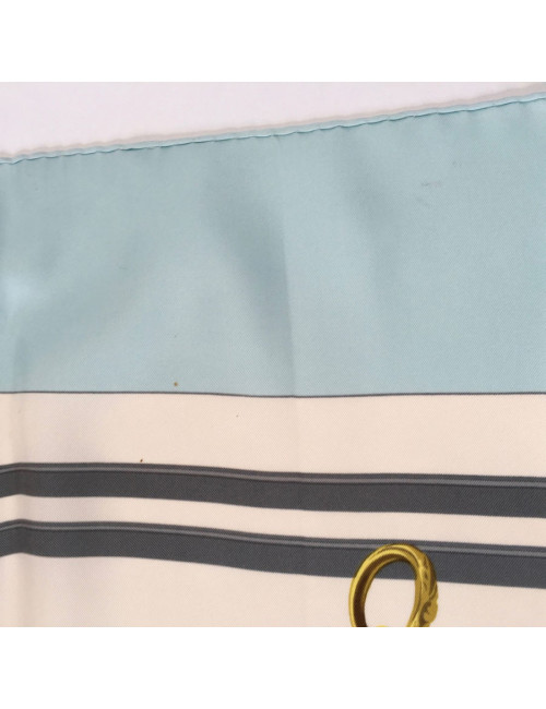 A NETTOYER Carré HERMES Brides de Gala soie ivoire et bleu ciel