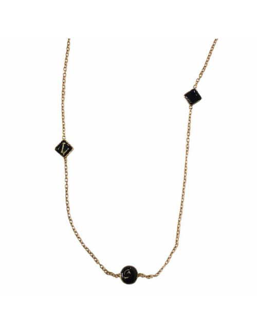 MARGUERITE of VALOIS golden chain and glass paste black necklace