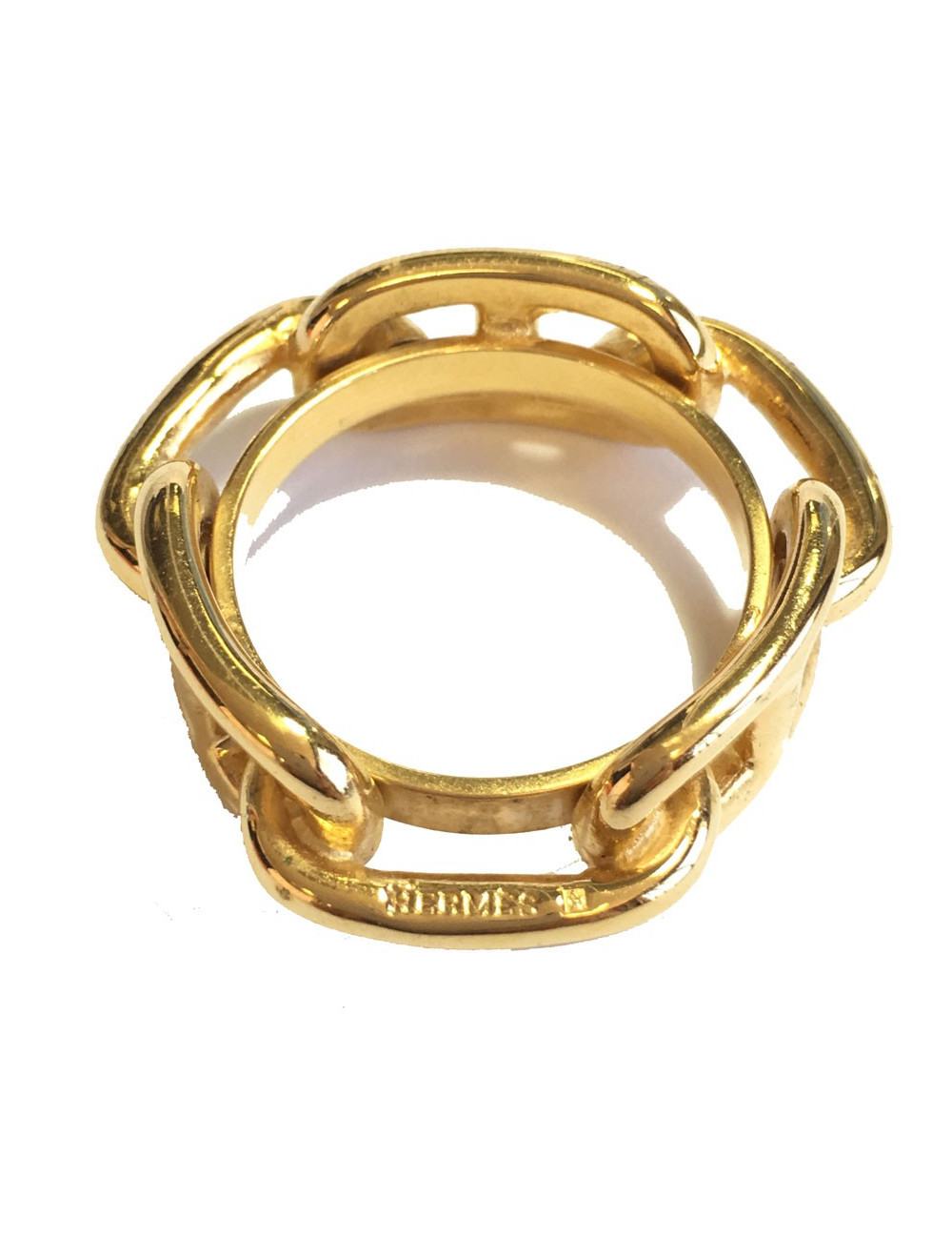 HERMES scarf ring chain Golden anchor