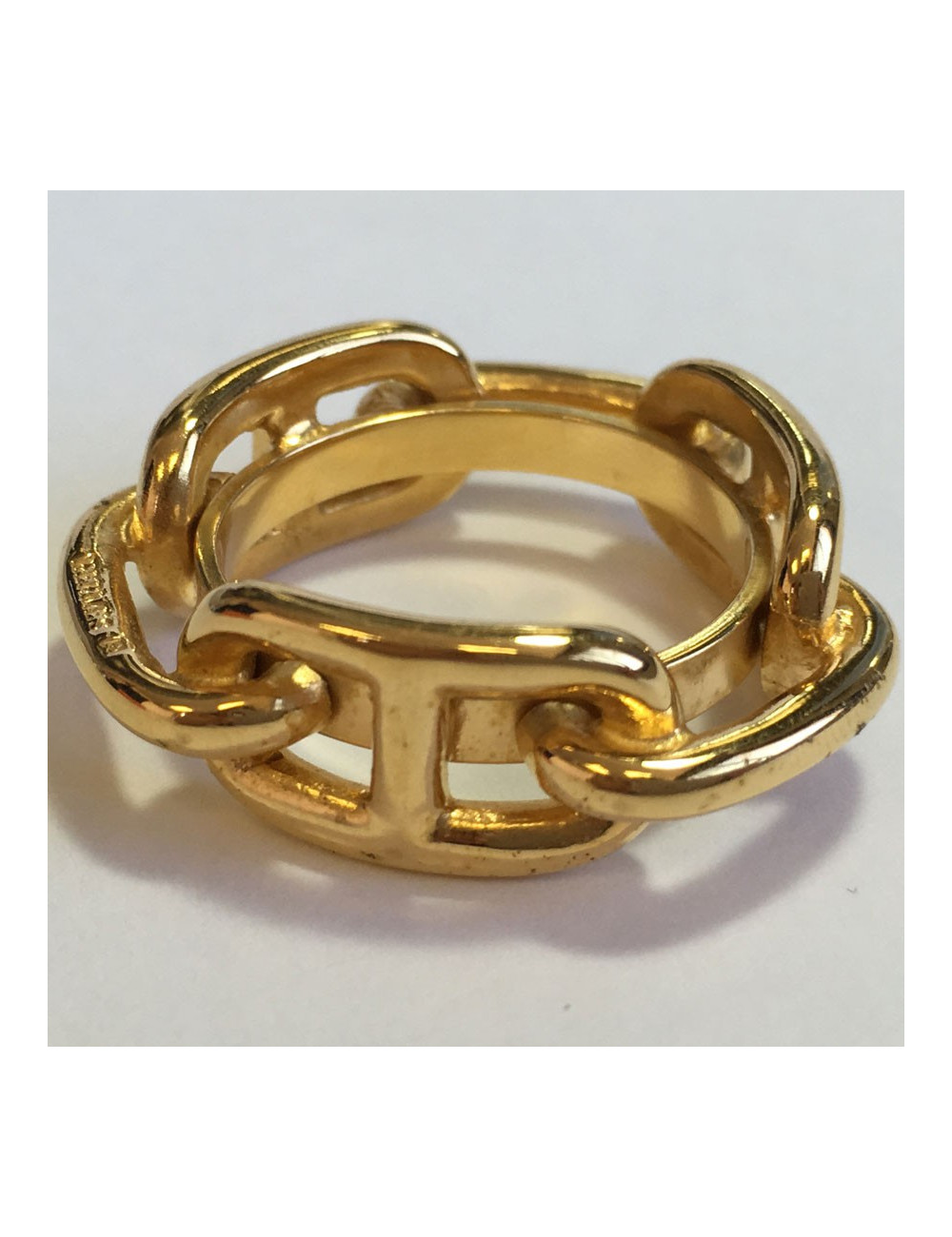 HERMES scarf ring chain Golden anchor