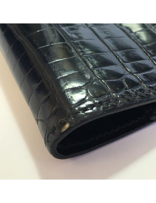HERMES Agenda cover in black porosus crocodile leather