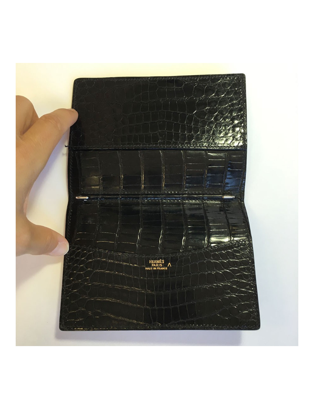 HERMES Agenda cover in black porosus crocodile leather