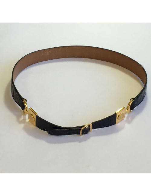 Belt HERMES Vintage crocodile black T75
