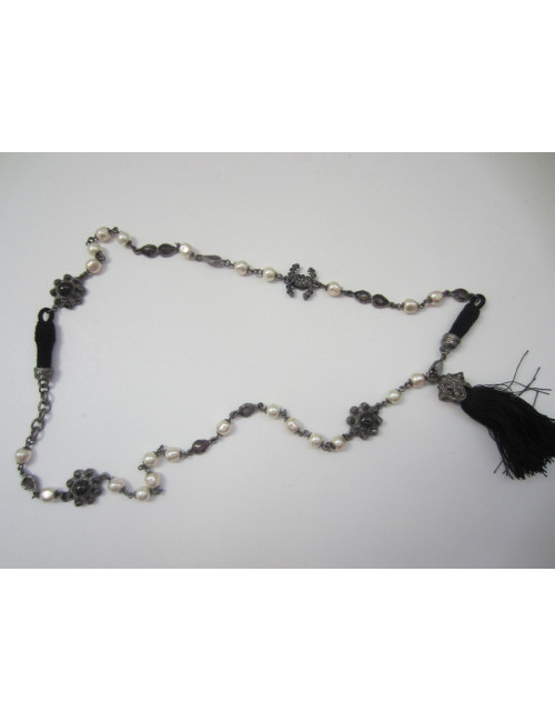 Sautoir long noir Pompon CHANEL