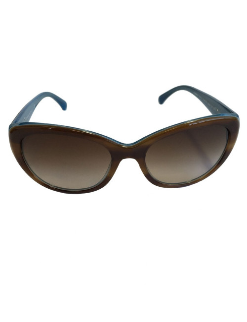 Lunettes de soleil CHANEL en plexi bicolore marron et bleu
