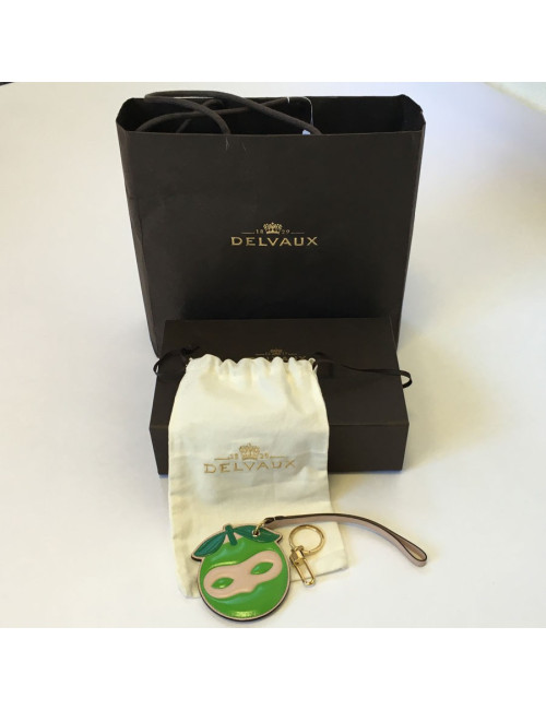xxx Porte-clefs DELVAUX masqué en veau vert et rose