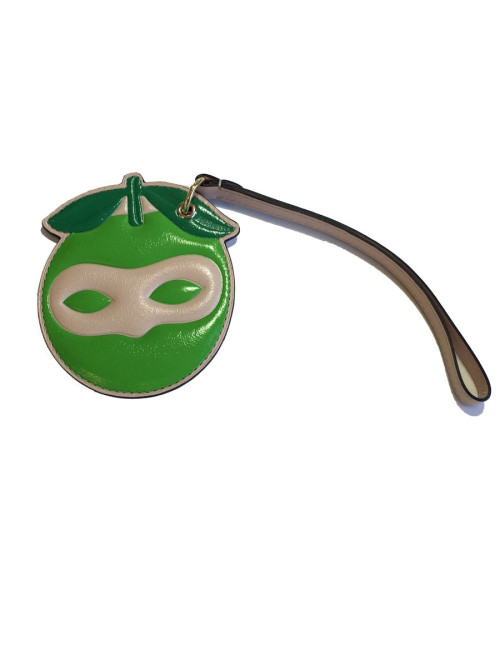 xxx Porte-clefs DELVAUX masqué en veau vert et rose