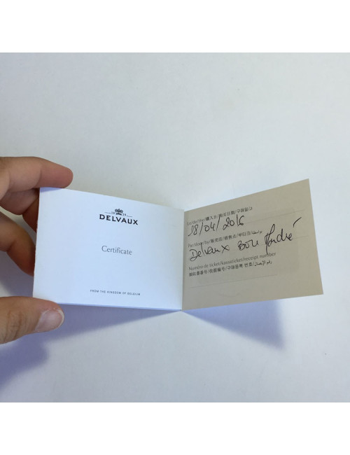 xxx Porte-clefs DELVAUX masqué en veau vert et rose