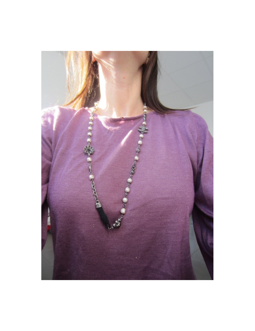 Sautoir long noir Pompon CHANEL