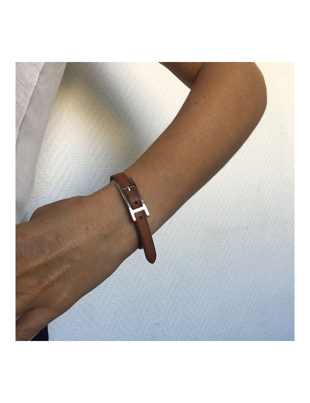 Bracelet HERMES  cuir naturel