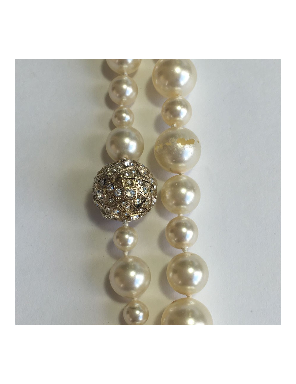 Sautoir CHANEL double en perles et strass