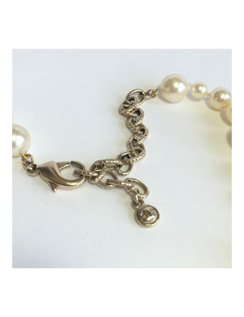 Sautoir CHANEL double en perles et strass