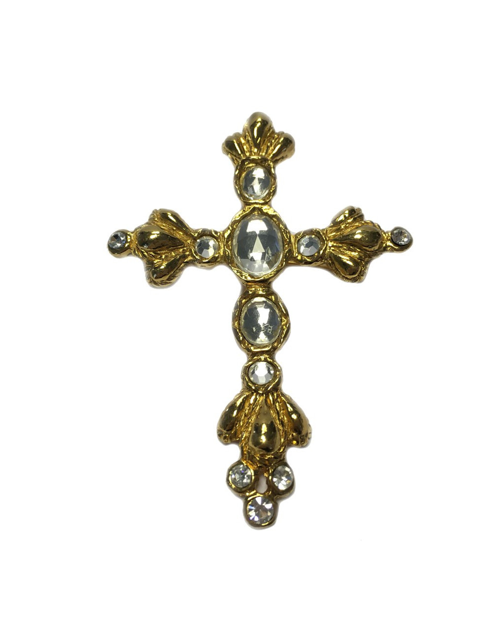 Broche CHRISTIAN LACROIX croix dorée