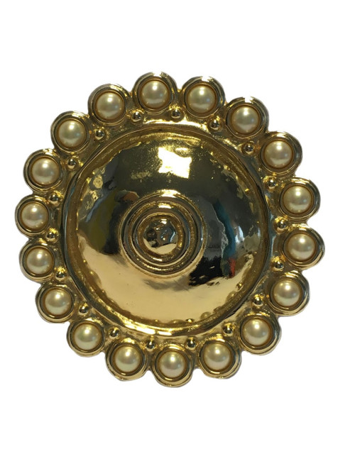 Broche CHRISTIAN DIOR dorée et perlée Vintage