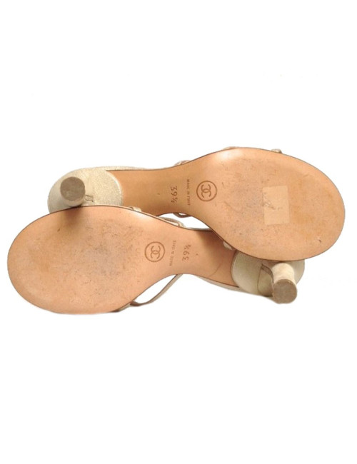 Couture CHANEL T 39,5 gold lame sandals
