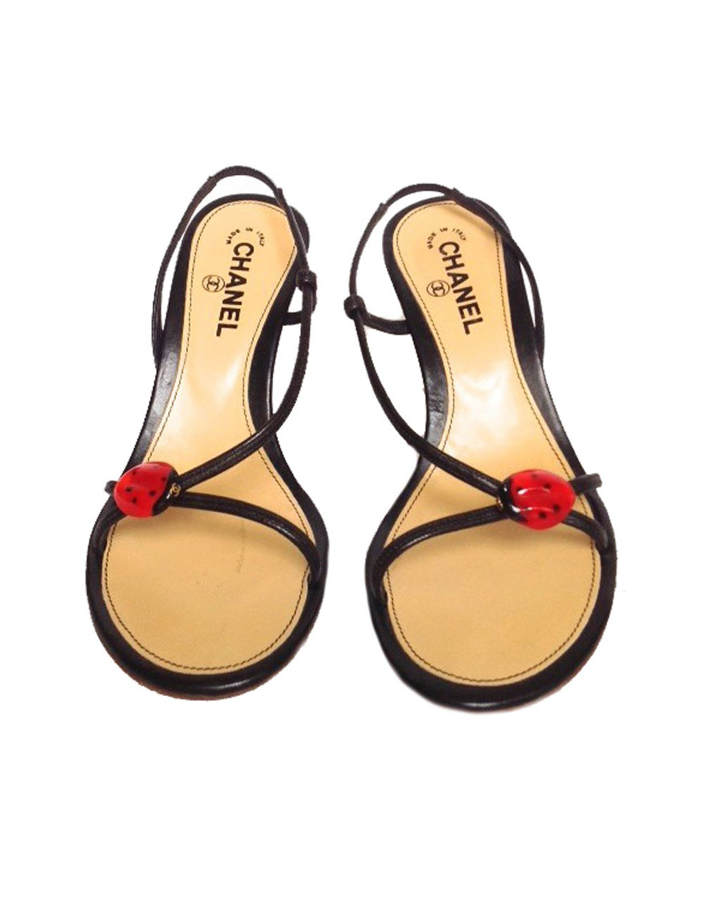 High Sandals CHANEL t.39.5 in leather and Ladybug