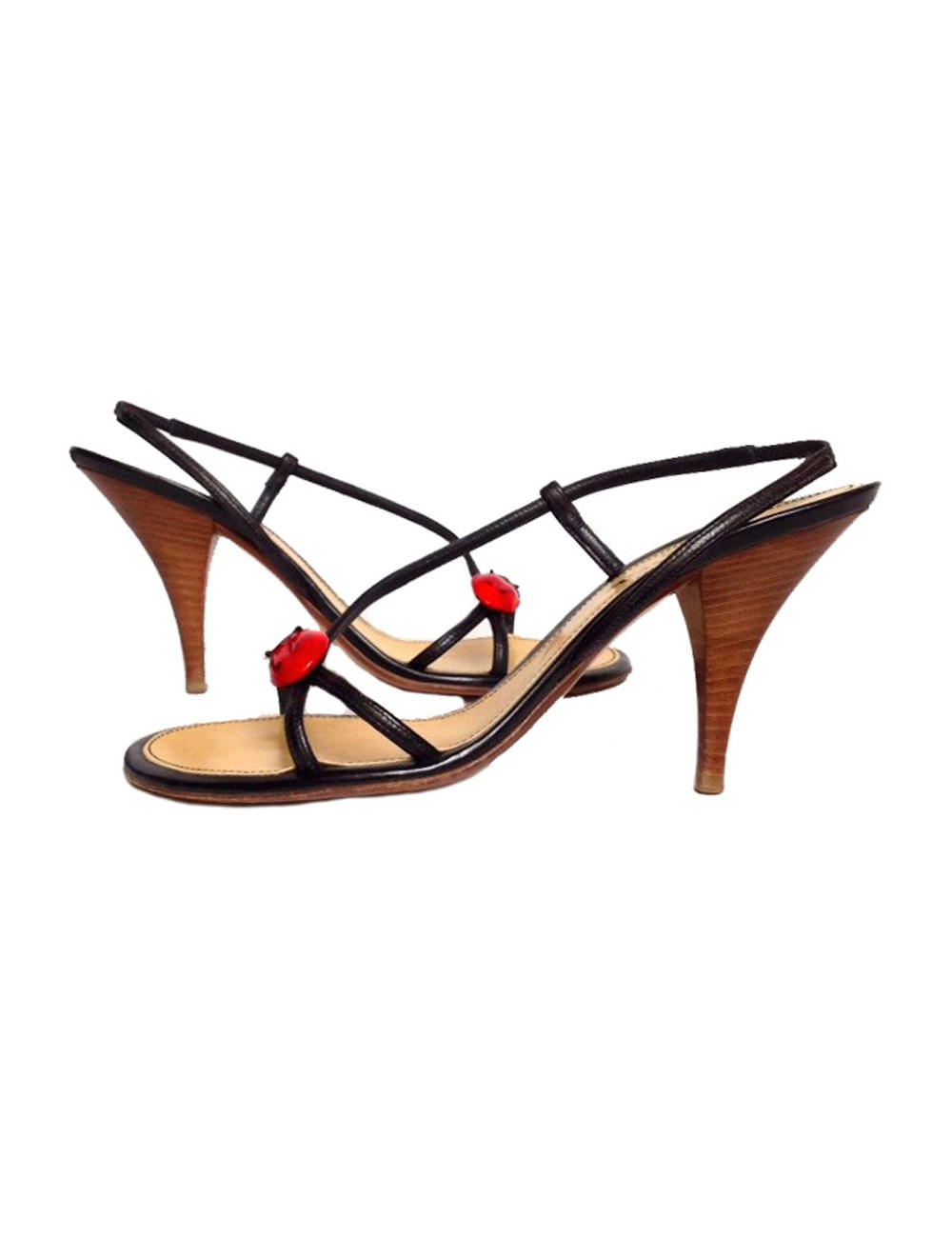 High Sandals CHANEL t.39.5 in leather and Ladybug