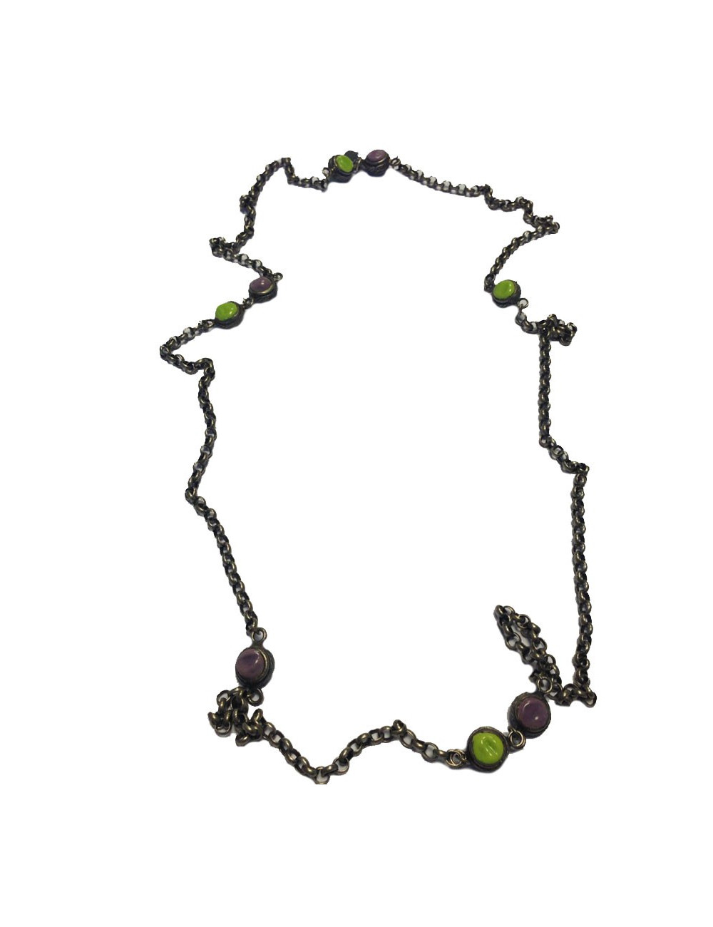Sautoir Marguerite de Valois pâte de verre multicolore