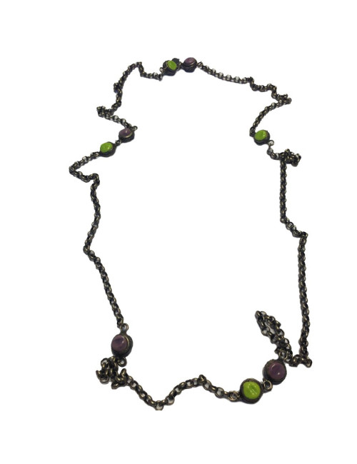 Sautoir Marguerite de Valois pâte de verre multicolore