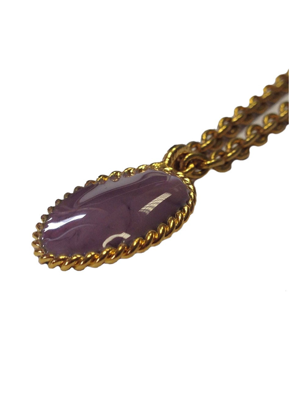 Collier Marguerite de Valois cabochon parme