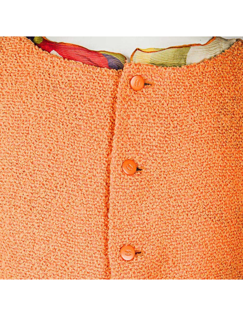 Ensemble CHANEL T 38 top et jupe corail