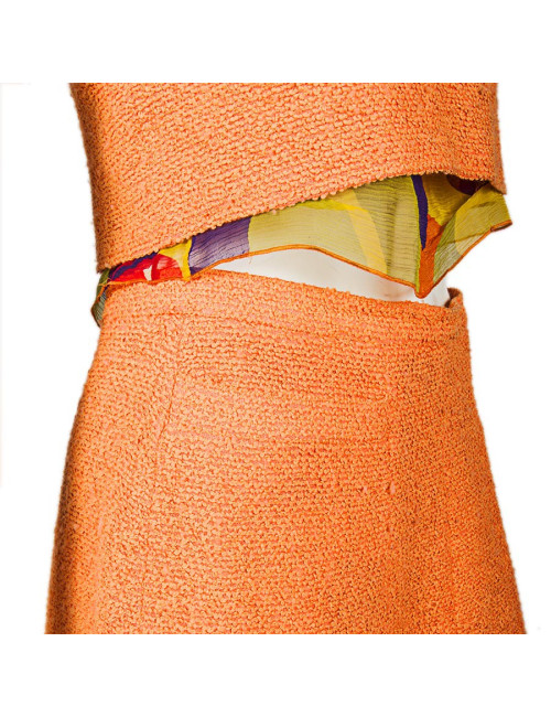 All CHANEL T 34 en top and skirt coral