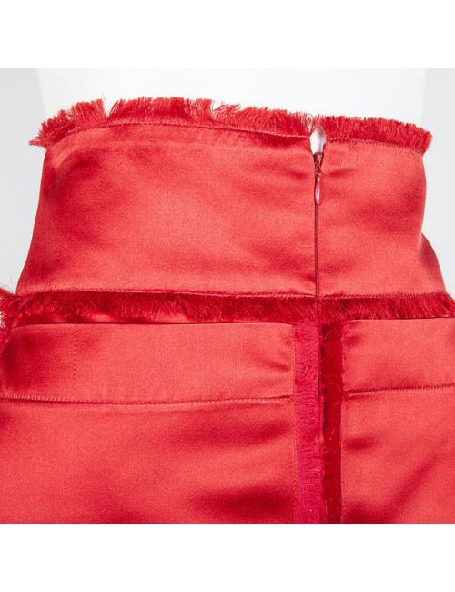CHANEL T38 en red Duchess silk skirt